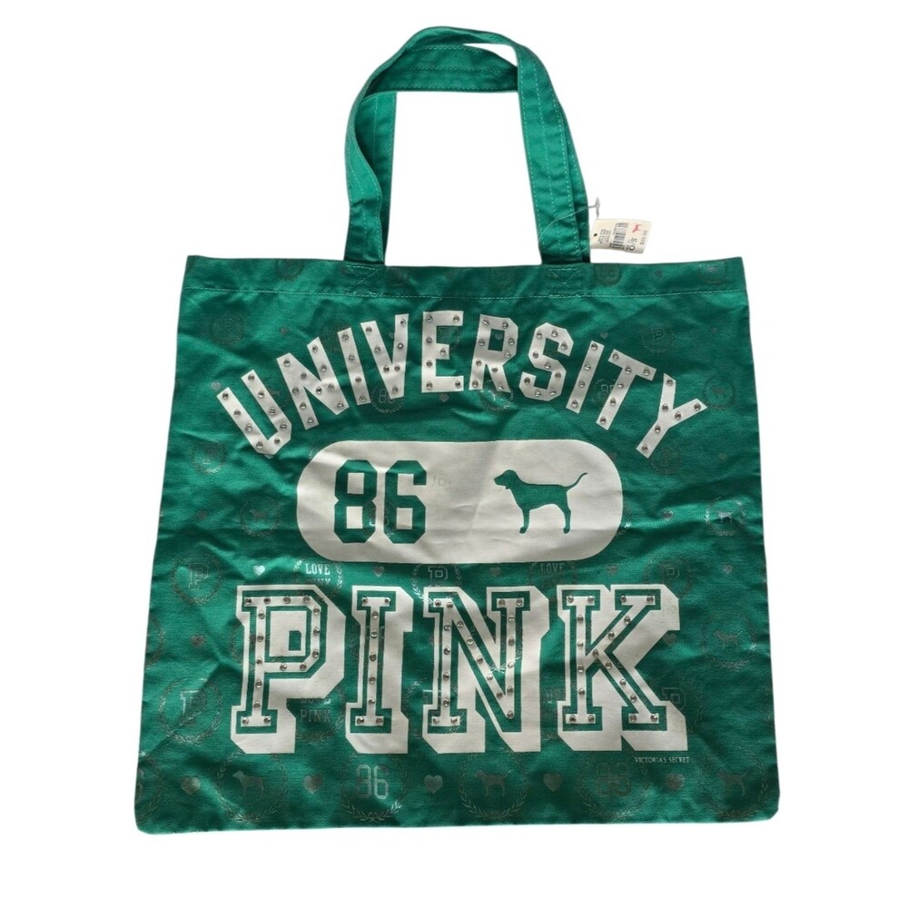 VICTORIA’S Secret PINK BLING rhinestone Uni of 86 PINK TOTE BAG BOOK cotton NEW